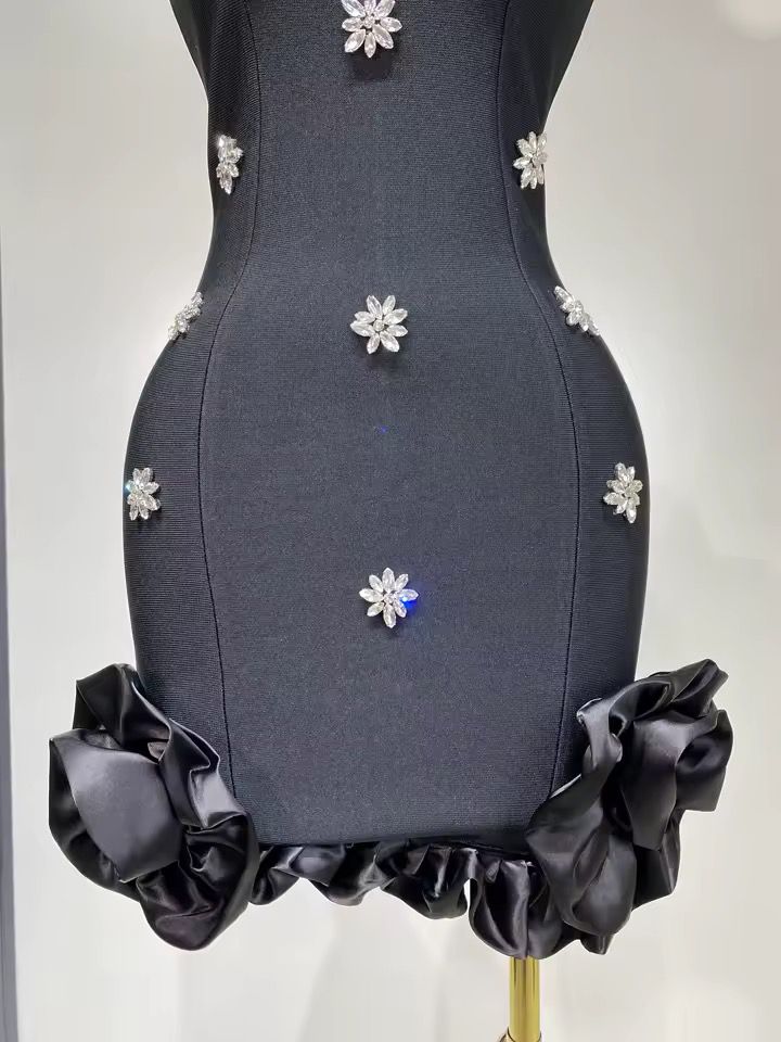 Rhinestone mini bandage dress Black (Pre-order)