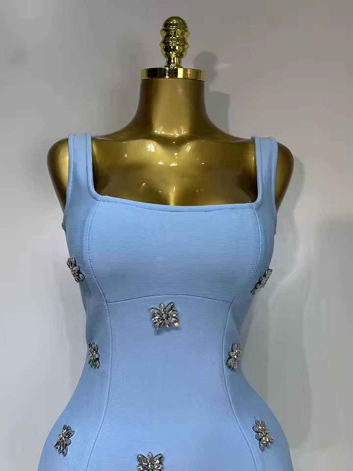 Rhinestone  mini bandage dress Blue (Pre-order)