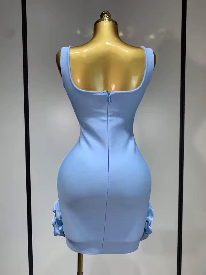 Rhinestone  mini bandage dress Blue (Pre-order)