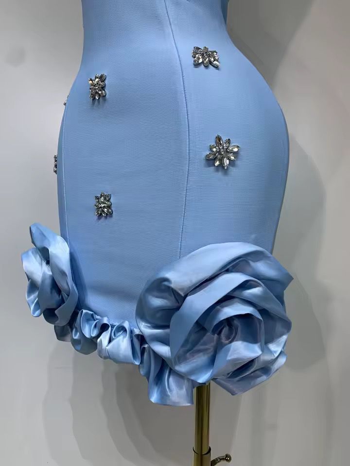 Rhinestone  mini bandage dress Blue (Pre-order)