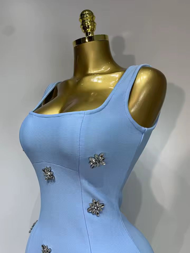 Rhinestone  mini bandage dress Blue (Pre-order)