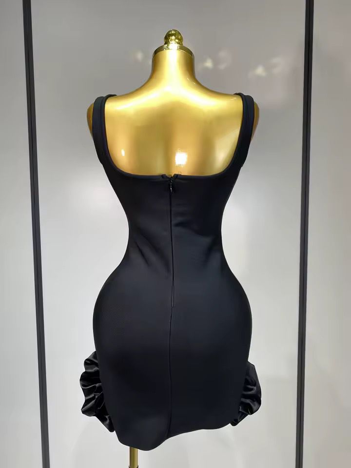 Rhinestone mini bandage dress Black (Pre-order)