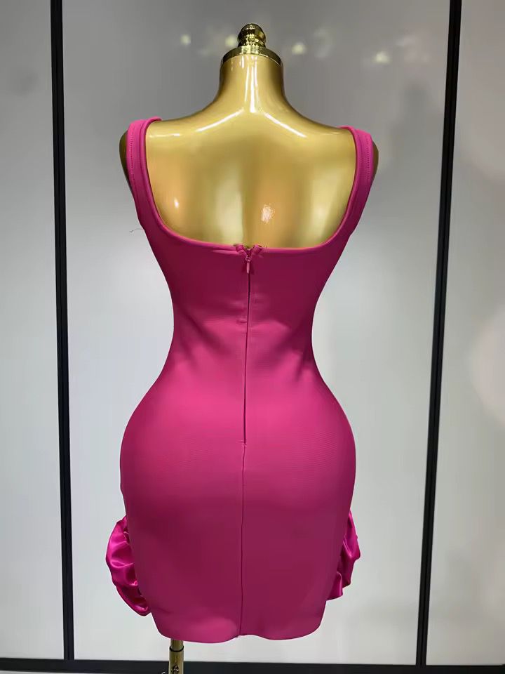Rhinestone  mini bandage dress Pink (Pre-order)