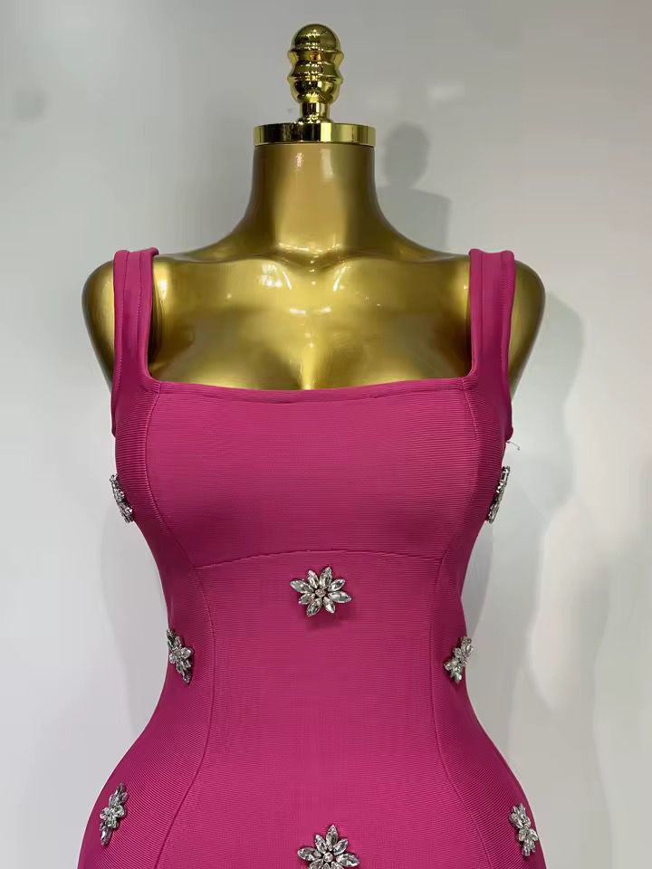 Rhinestone  mini bandage dress Pink (Pre-order)
