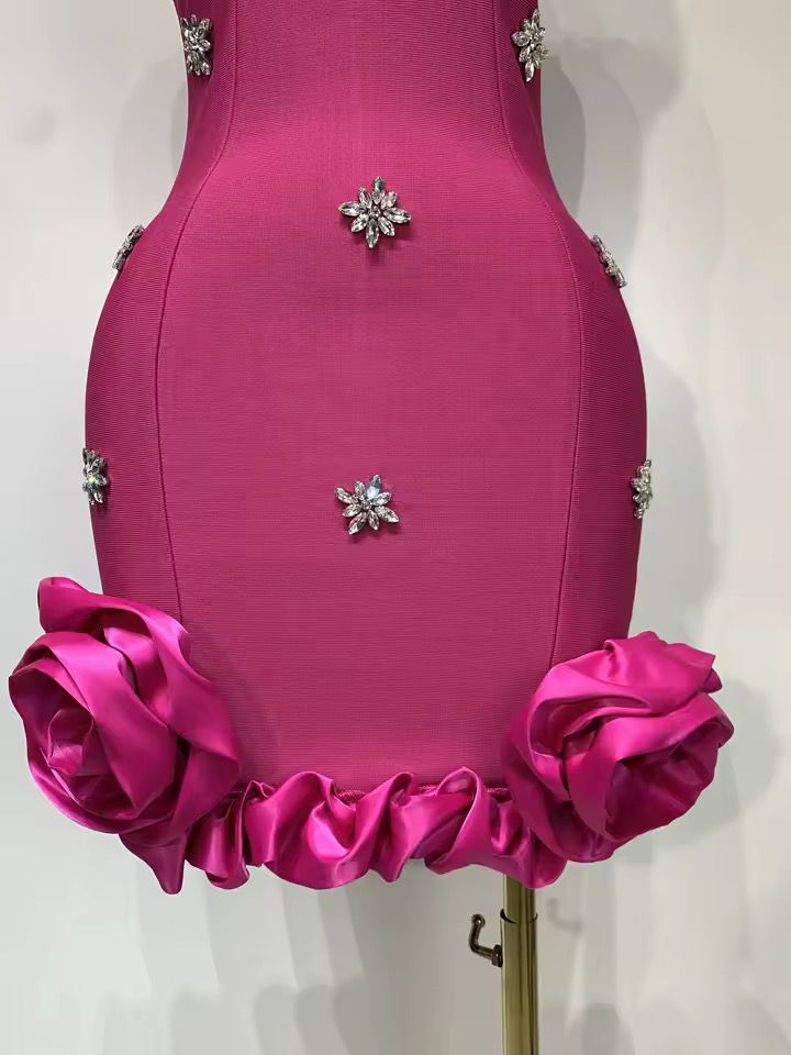 Rhinestone  mini bandage dress Pink (Pre-order)