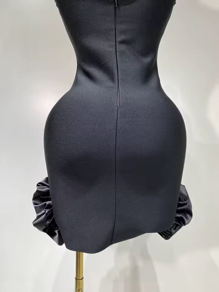 Rhinestone mini bandage dress Black (Pre-order)